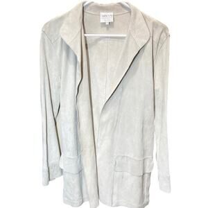 Armani Collezioni Leather Suede Trench Coat White 2 XSmall